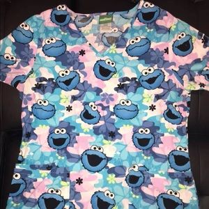 Licensed Sesame Street Cookie Monster Scrub Top
